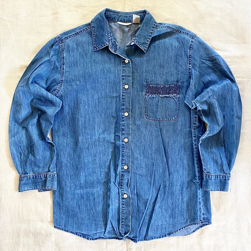 VTG J. Jill Pure Cotton Denim Button Top